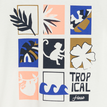 تيشيرت أبيض بأكمام قصيرة بنقش موضوع، للأولاد